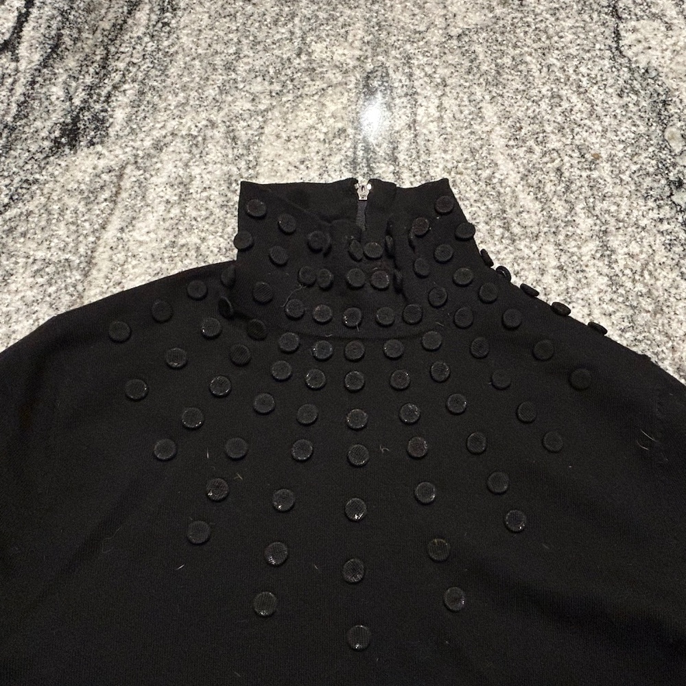 Akris PUNTO Polka Dot WOOL BLACK MOCK NECK Sweater Women SIZE US 4 - Picture 3 of 6